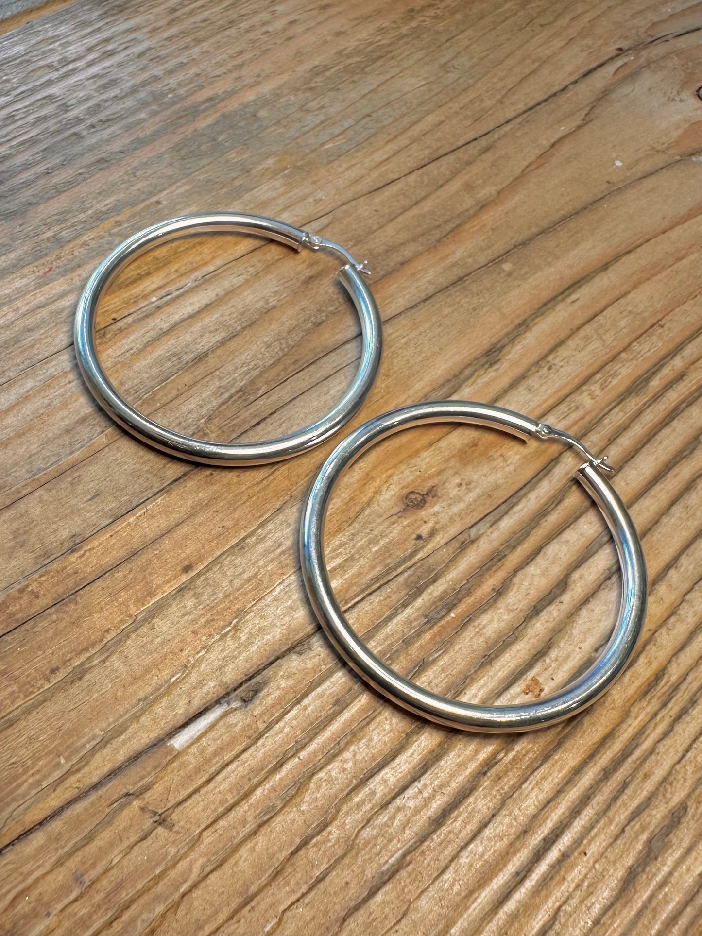Large Chunky Rounded Hoops 925 Sterling Silver Earrings