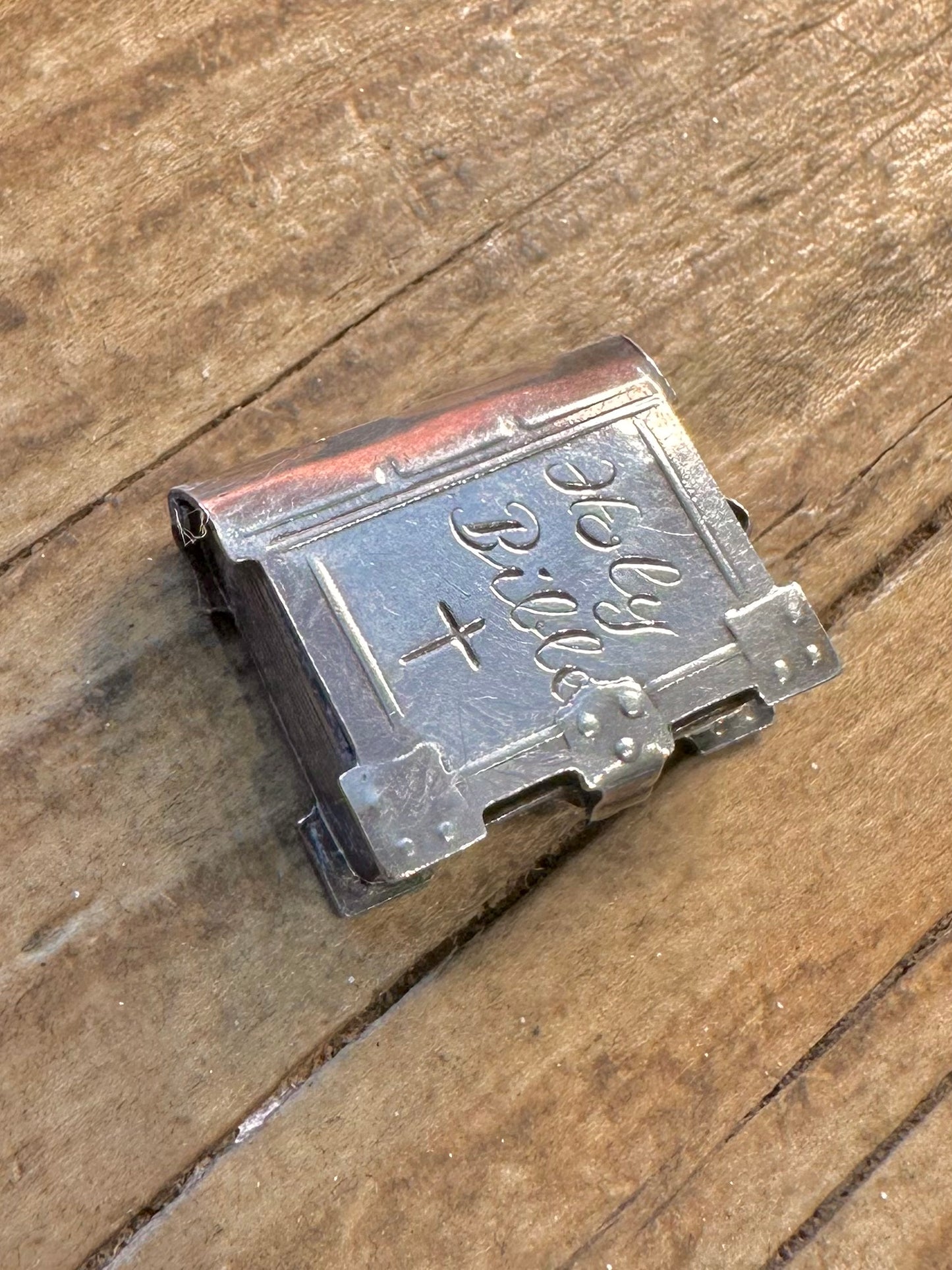 Heilige Bibel Eröffnung mit dem Vaterunser Papier Hersteller CHIM 925 Sterling Silber Anhänger