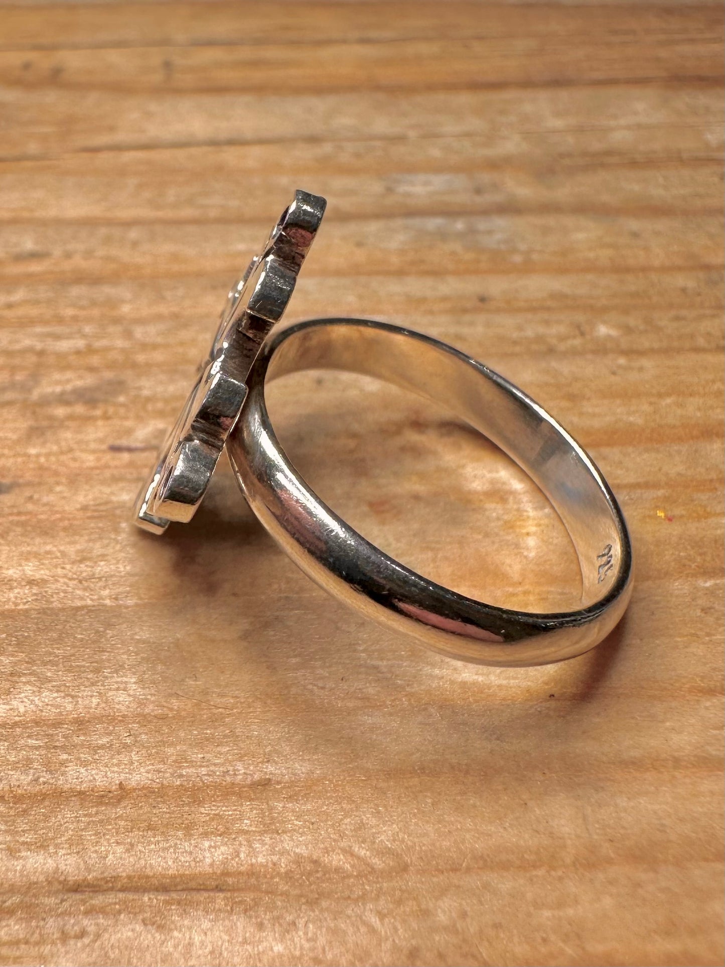 Vintage Medieval Style Cross 925 Sterling Silver Size P Ring