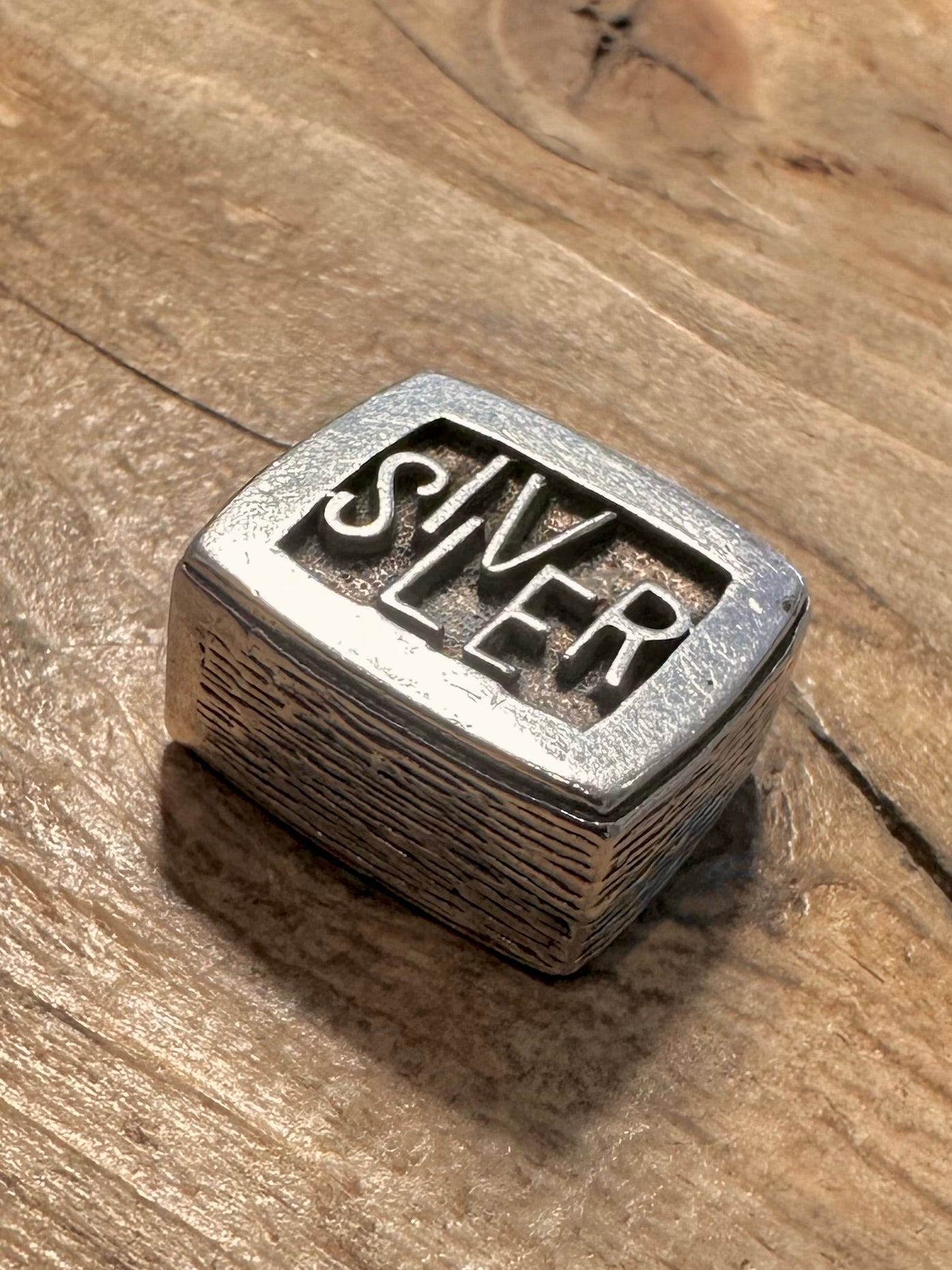 Vintage 1976 1+Oz Textured Block 925 Silver Pendant
