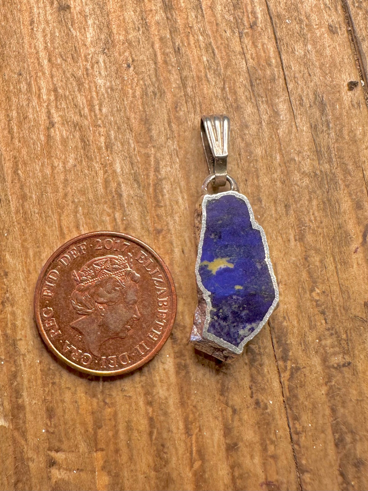Modernist Abstract Lapis 925 Sterling Silver Pendant