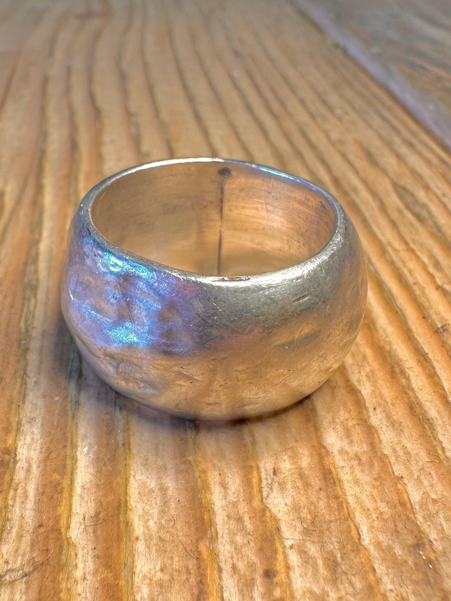 Massiver gehämmerter Ring aus 925 Sterling Silber Größe S