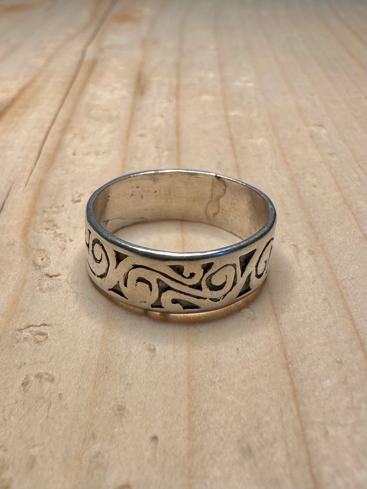 Bali Swirl Band 925 Sterling Silver Size O Ring