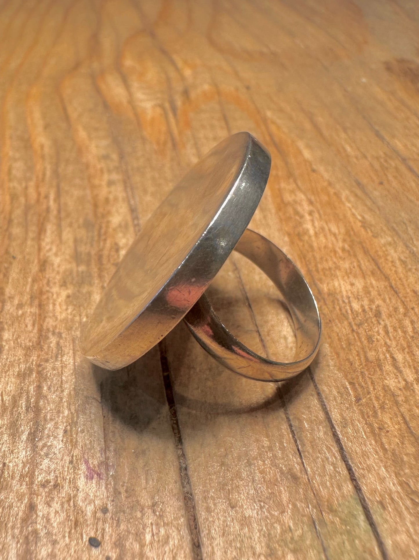 Modernist Flat Disc 925 Sterling Silver Size N Ring