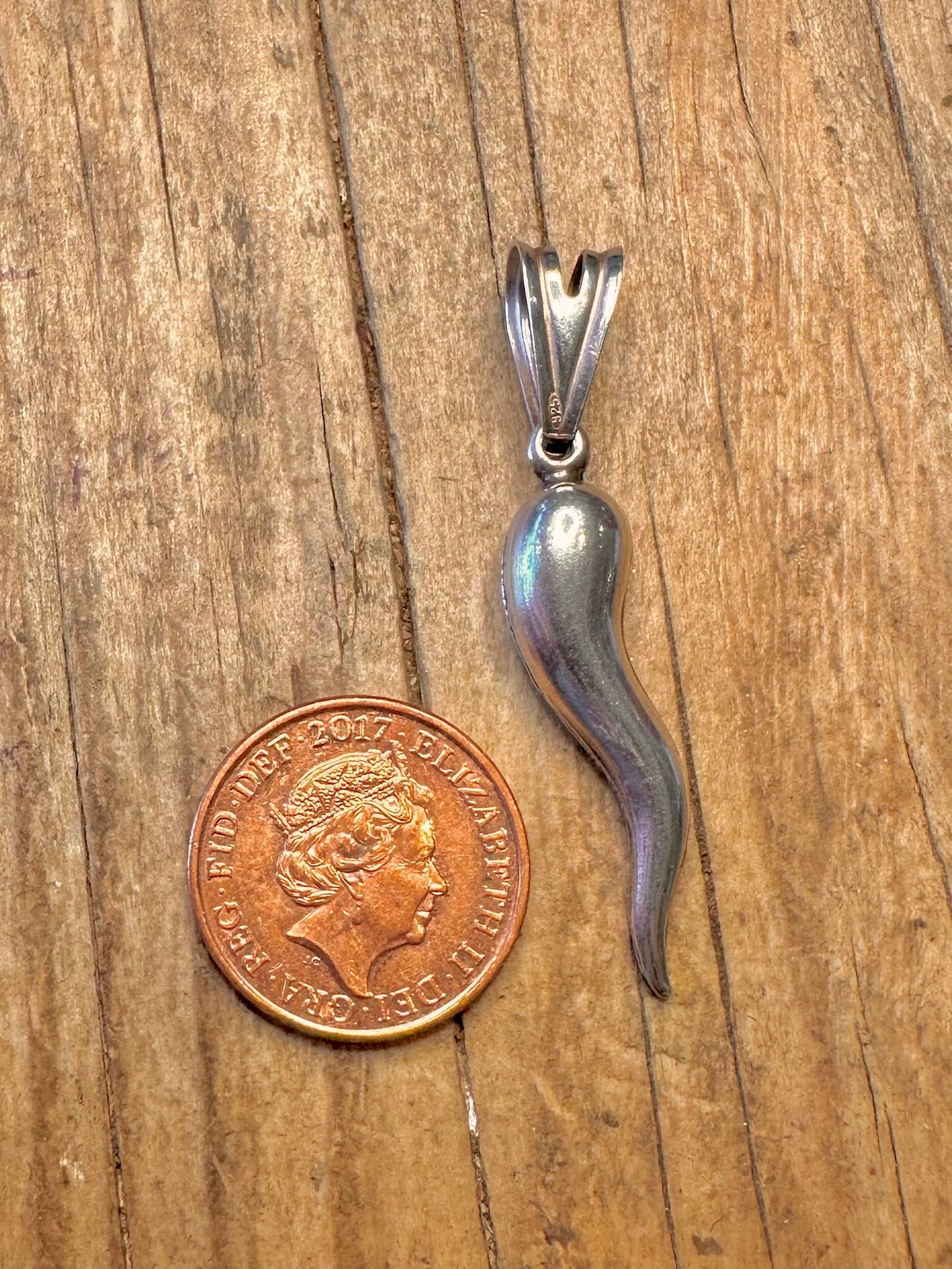 Vintage Horn Cornicello 925 Sterling Silver Pendant
