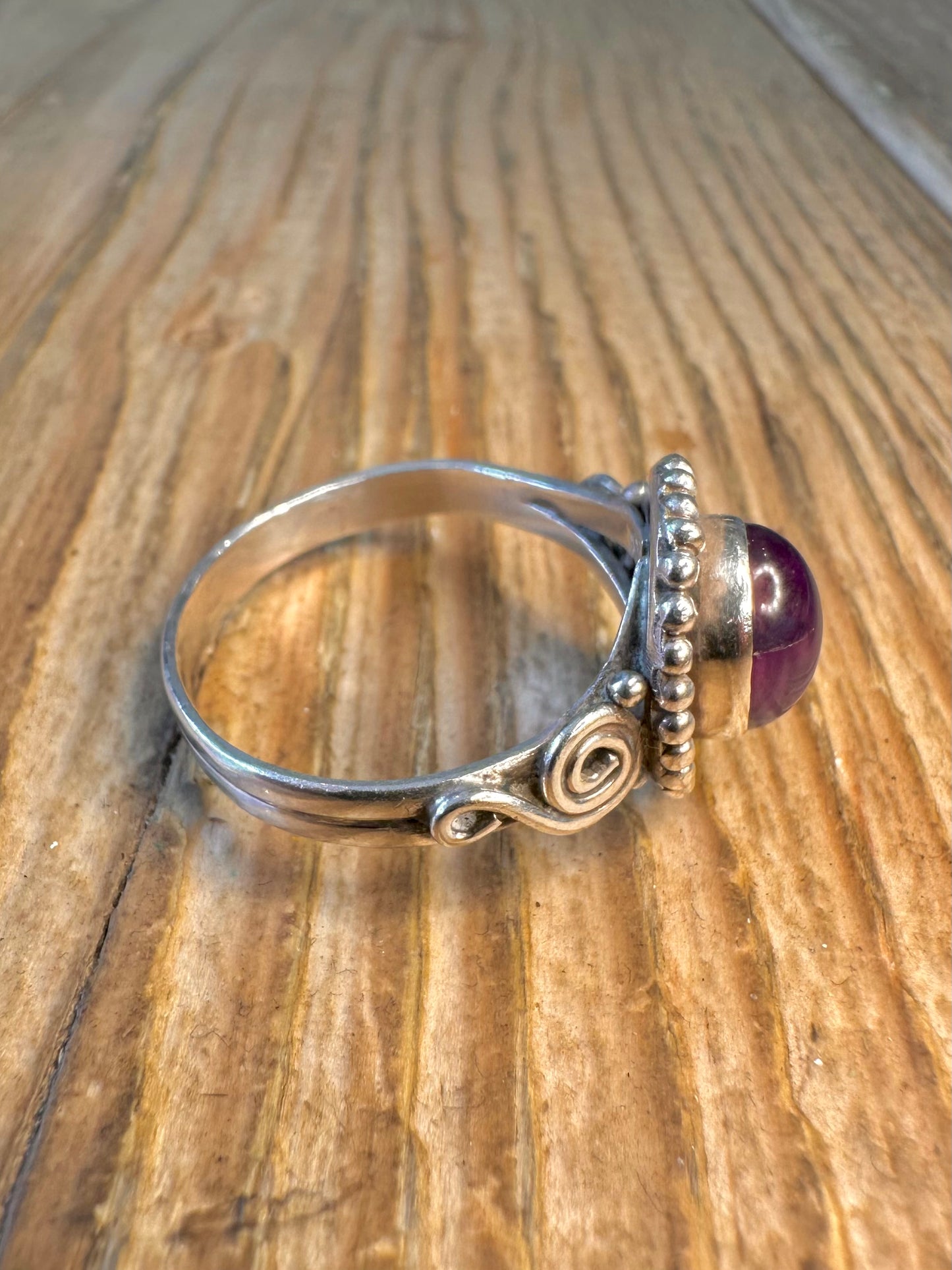 Amethyst Swirl 925 Sterling Silver Size Y Ring