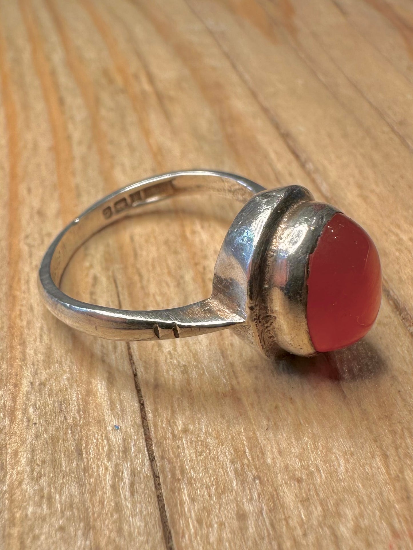 Vintage 1977 Carnelian 925 Sterling Silver Size N Ring