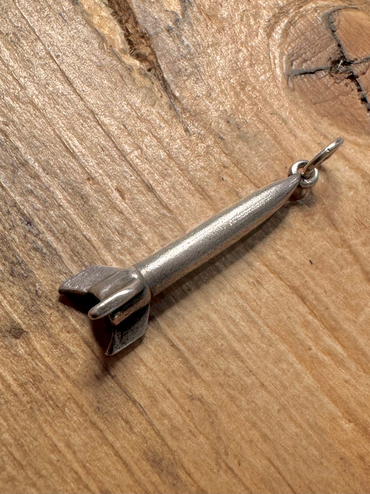Vintage Rocket Spaceship 925 Silver Charm Pendant