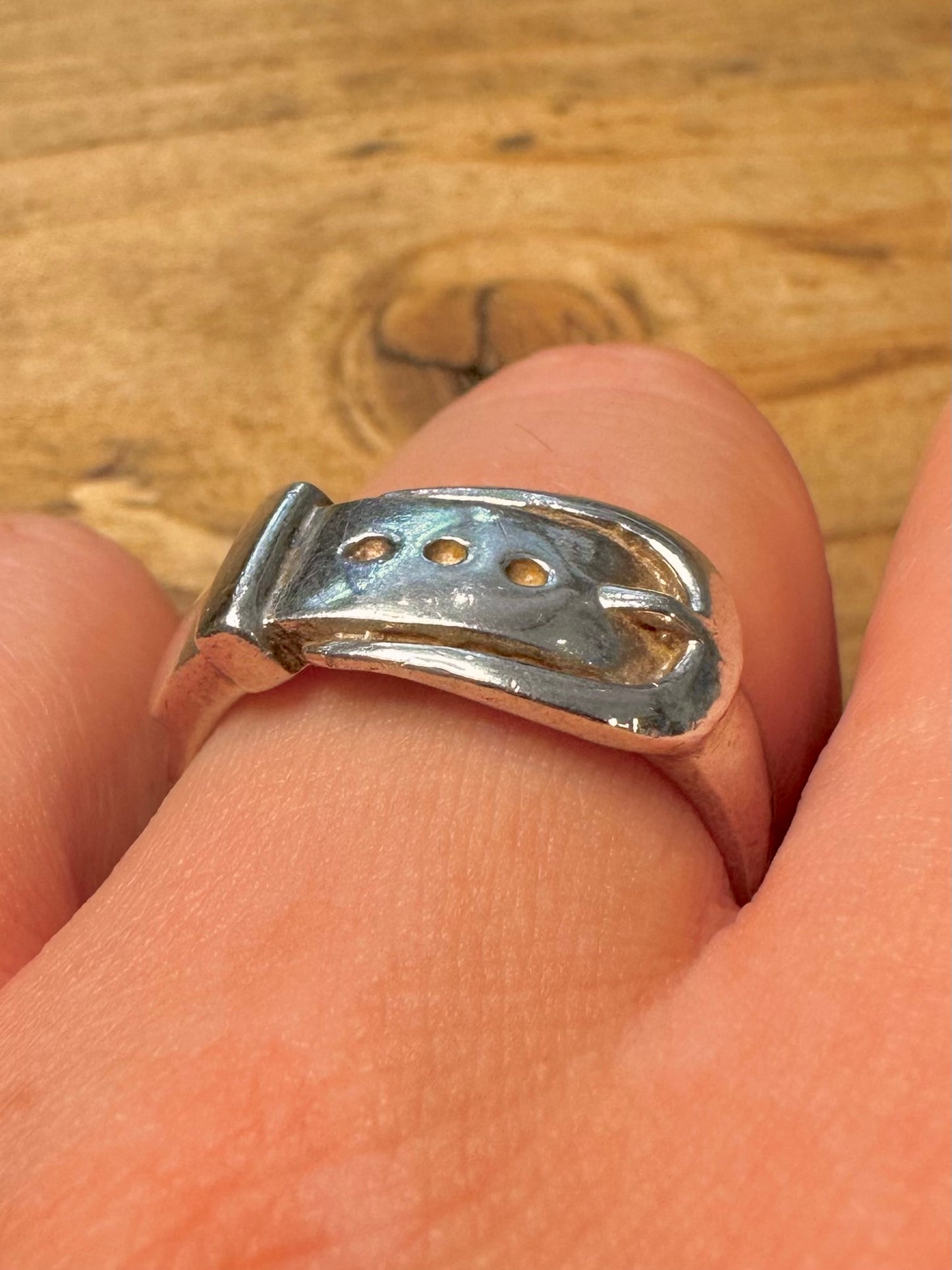Vintage Buckle 925 Silver Size S1/2 Ring