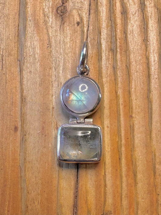 Moonstone and Blue Quarts 925 Sterling Silver Pendant