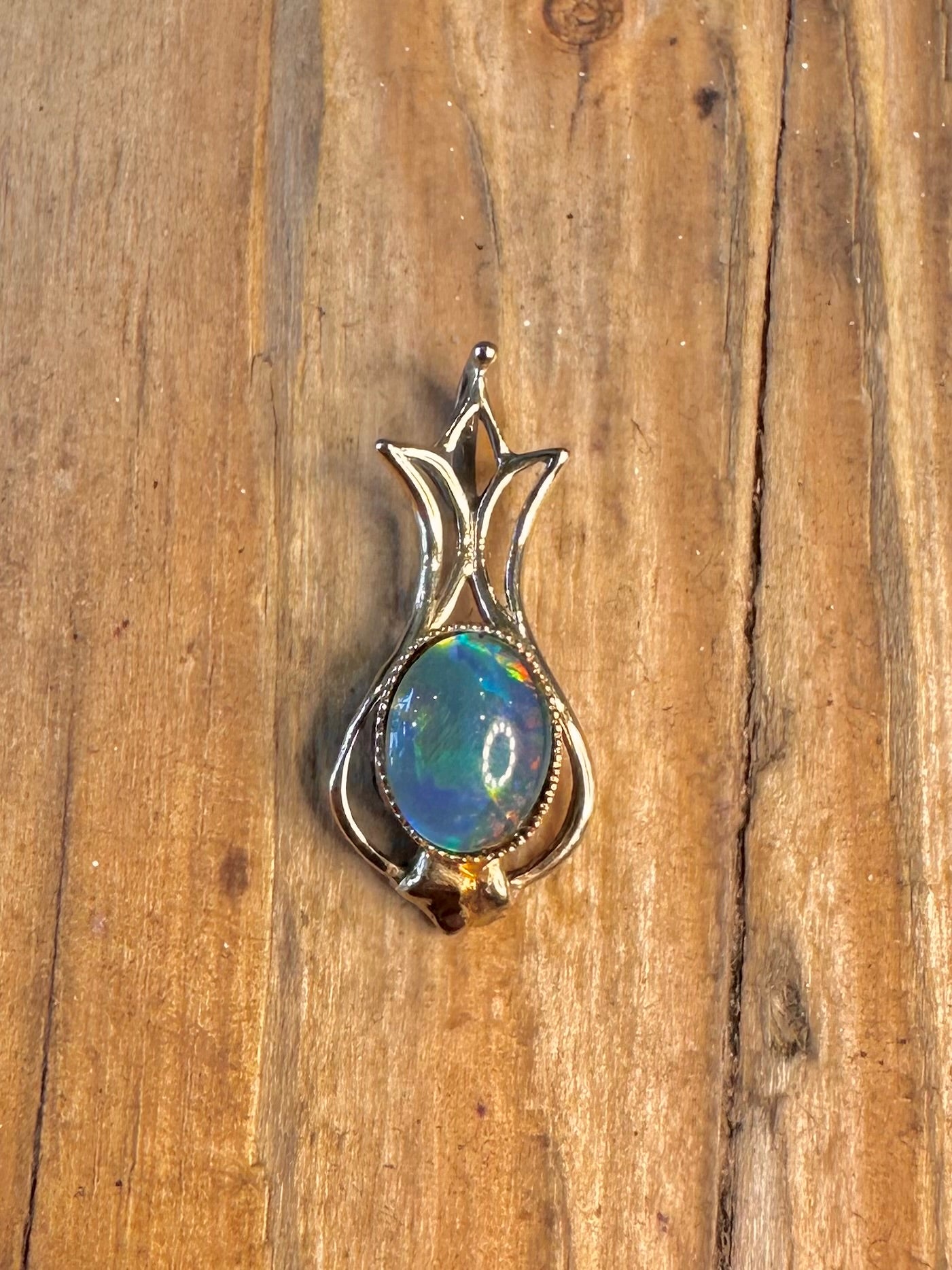 Blue Opal Gold on 925 Sterling Silver Pendant