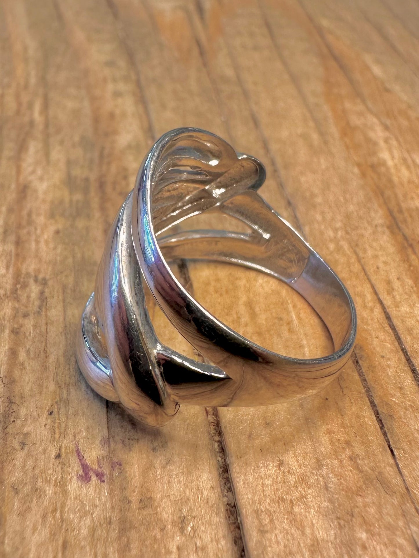 Abstract Layer 925 Sterling Silver Size N Ring