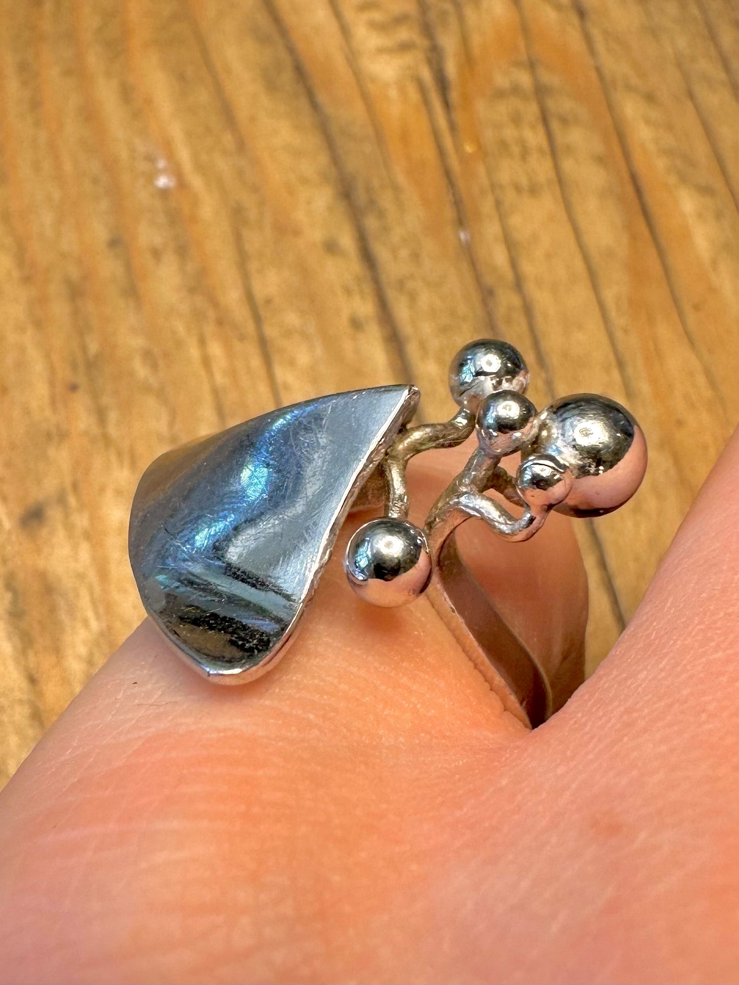 Mid Century Relo Abstract 925 Sterling Silver Size J Ring