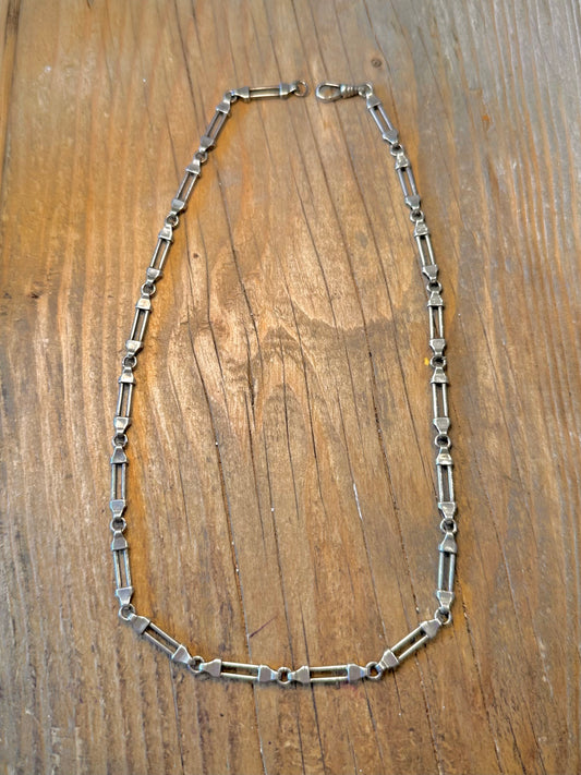 Abstract Bar Link Chain Dog Clip Clasp 925 Sterling Silver 18 inch Necklace