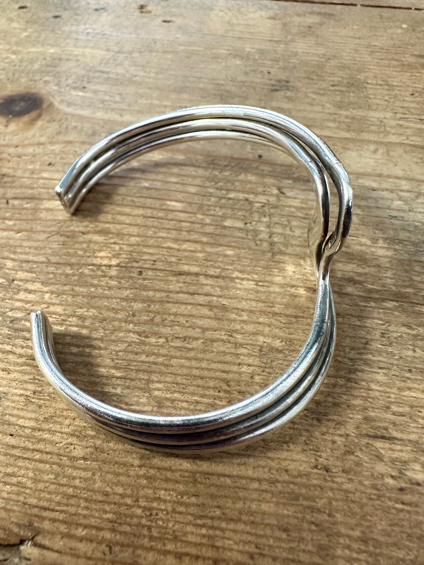 Abstract Modernist Wavy Cuff 925 Silver Bangle