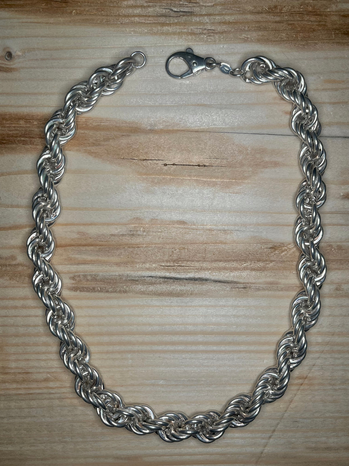 Chunky Twisted Rope Chain 925 ITALY Sterling Silver 16.5 inch Necklace