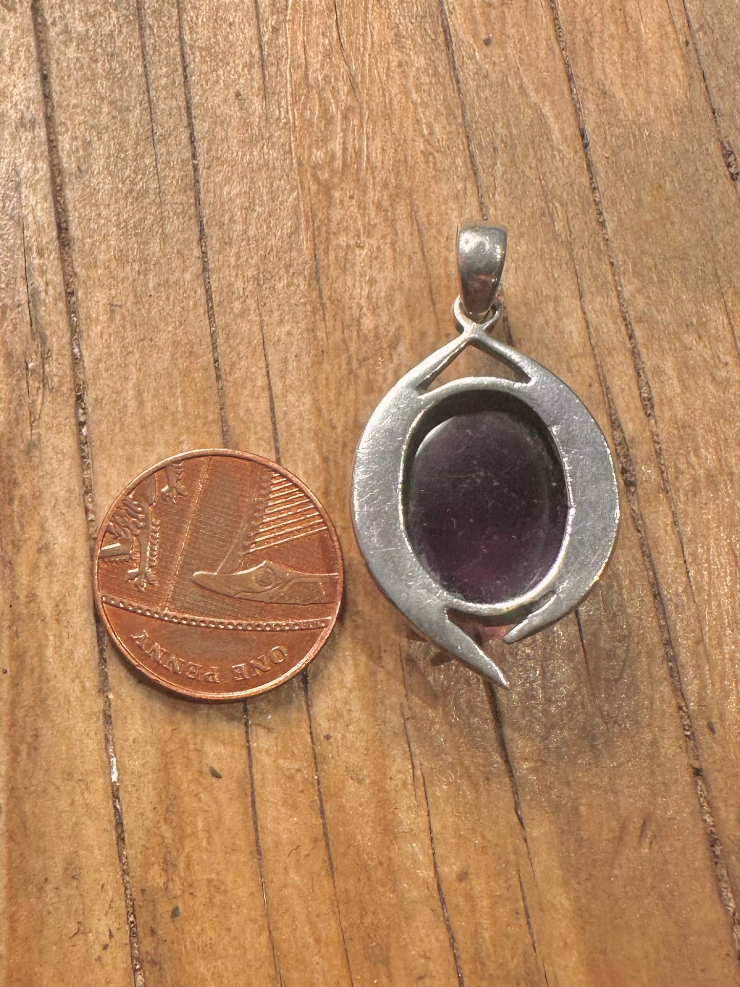 Vintager ovaler Amethyst-Anhänger aus 925er Sterlingsilber