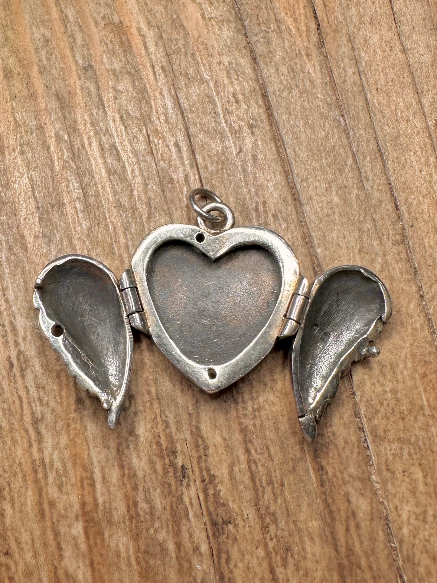 Vintage Feather Wing Double Sided 925 Sterling Silver Locket Pendant