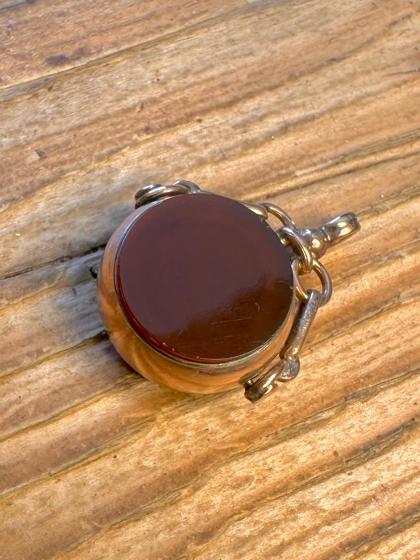 Antique 1912 9ct Gold Spinning Fob Carnelian and Bloodstone Pendant