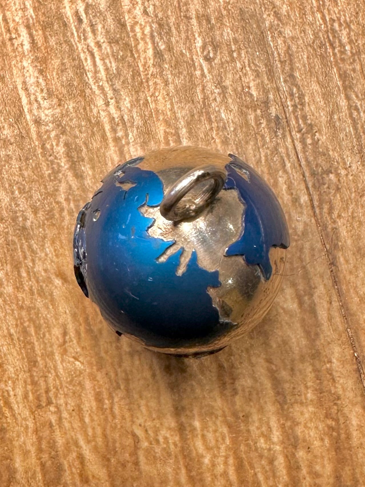 Vintage Blue Globe Chime 925 Sterling Silver Pendant