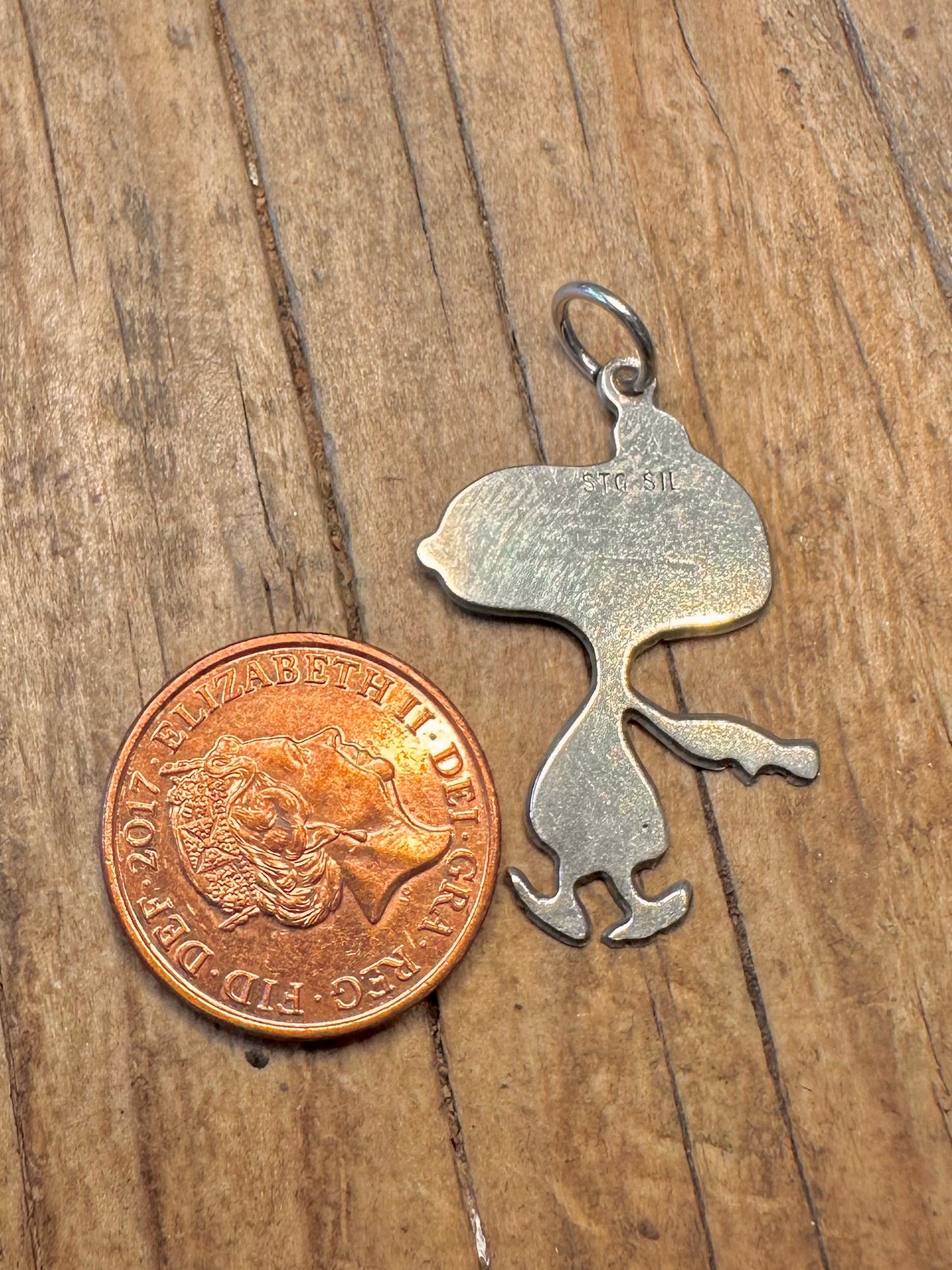 Vintage Snoopy Peanuts Aviva 1970er 1980er 925er Sterlingsilber-Anhänger