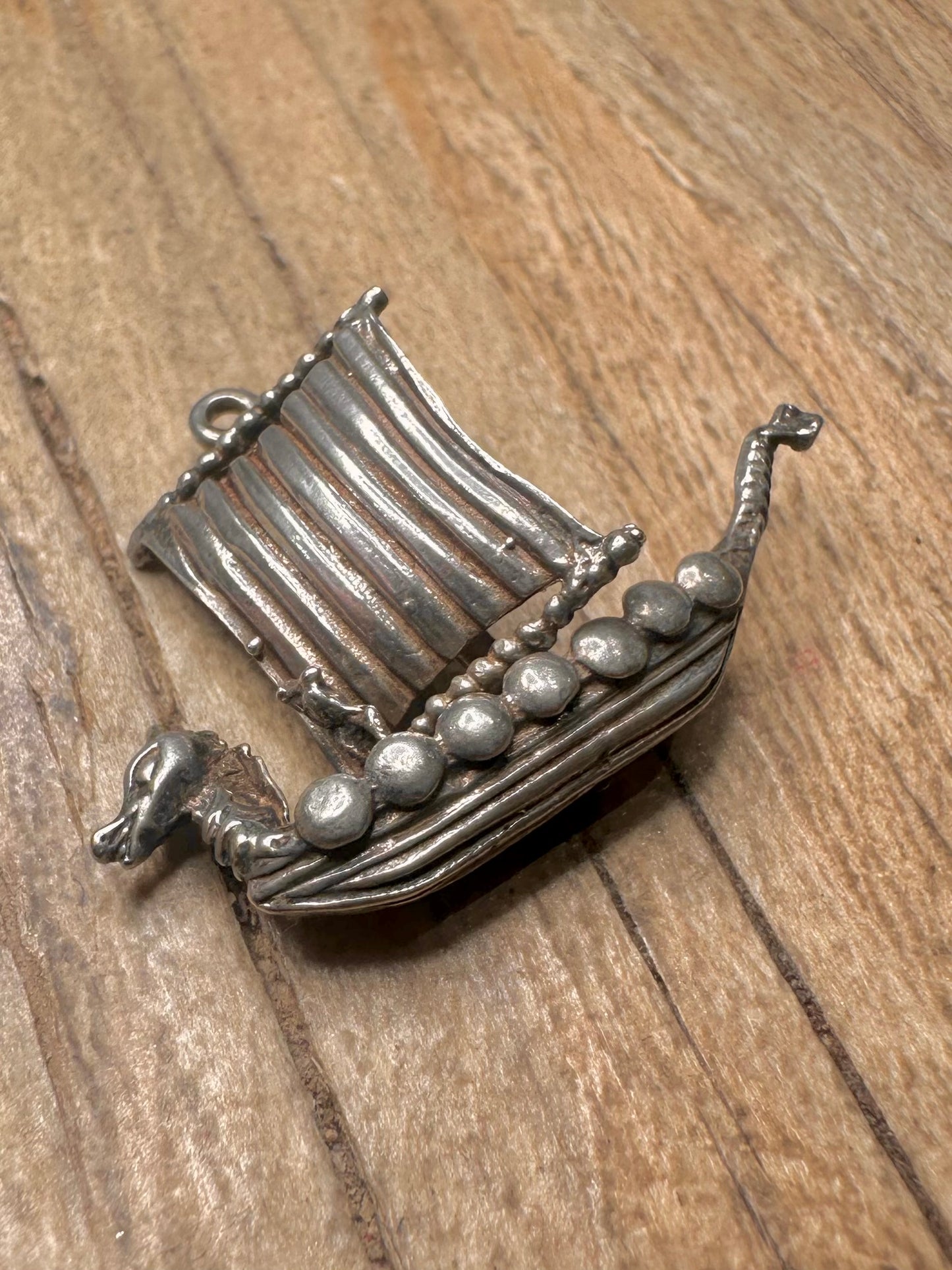 Vintage CHIM Viking Ship 925 Sterling Silver Charm Pendant