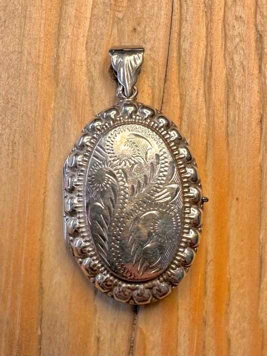 Vintage Victorian Style Engraved Locket 925 Silver Pendant