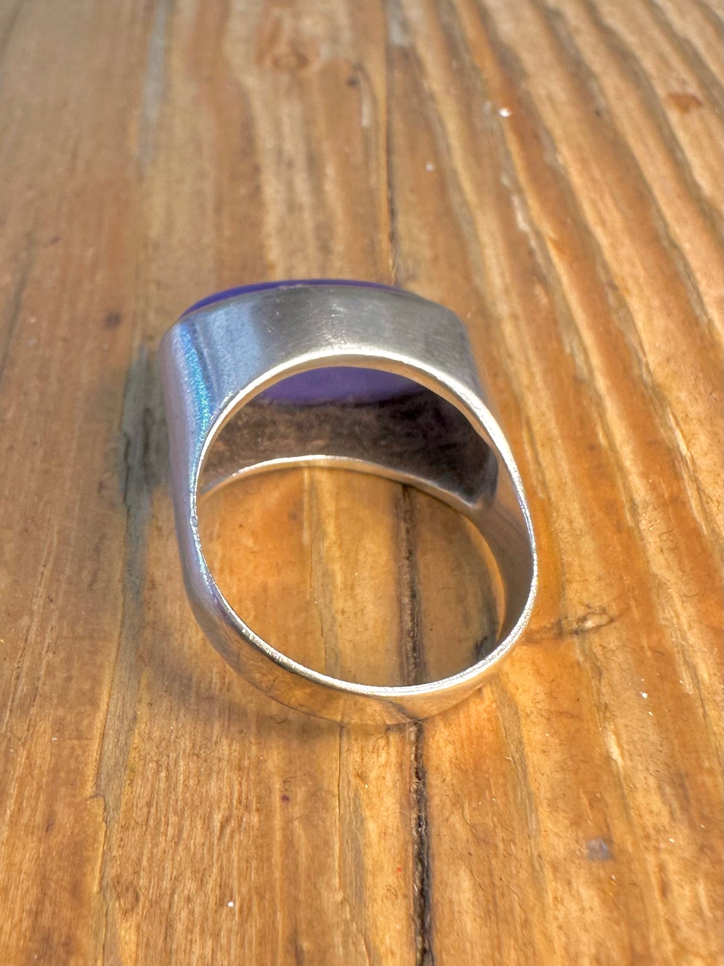 Blue Oval Shaped 925 Sterling Silver Size M Ring