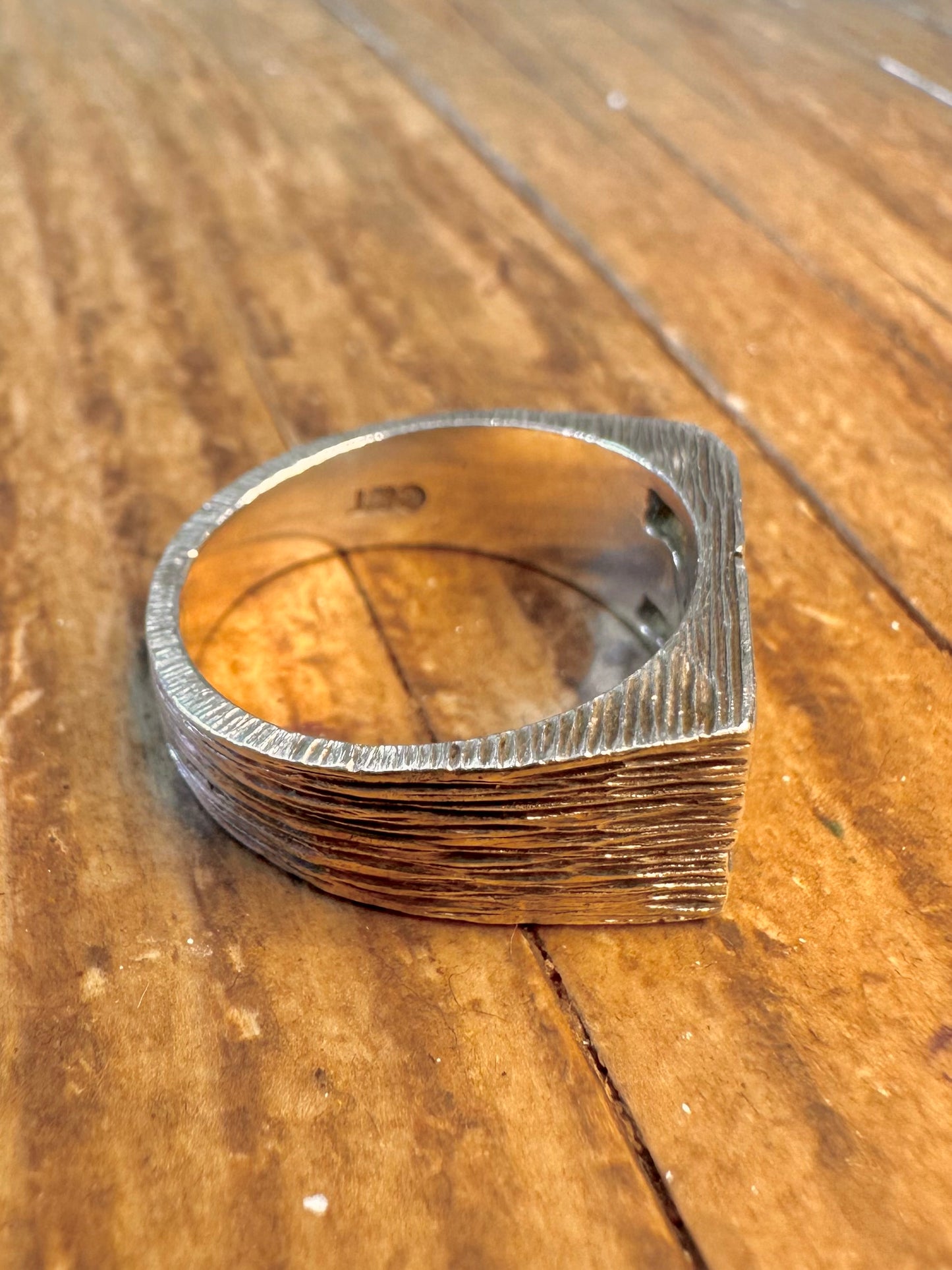 SB Initials Bark Effect Maker C&T 925 Sterling Silver Size M1/2 Ring