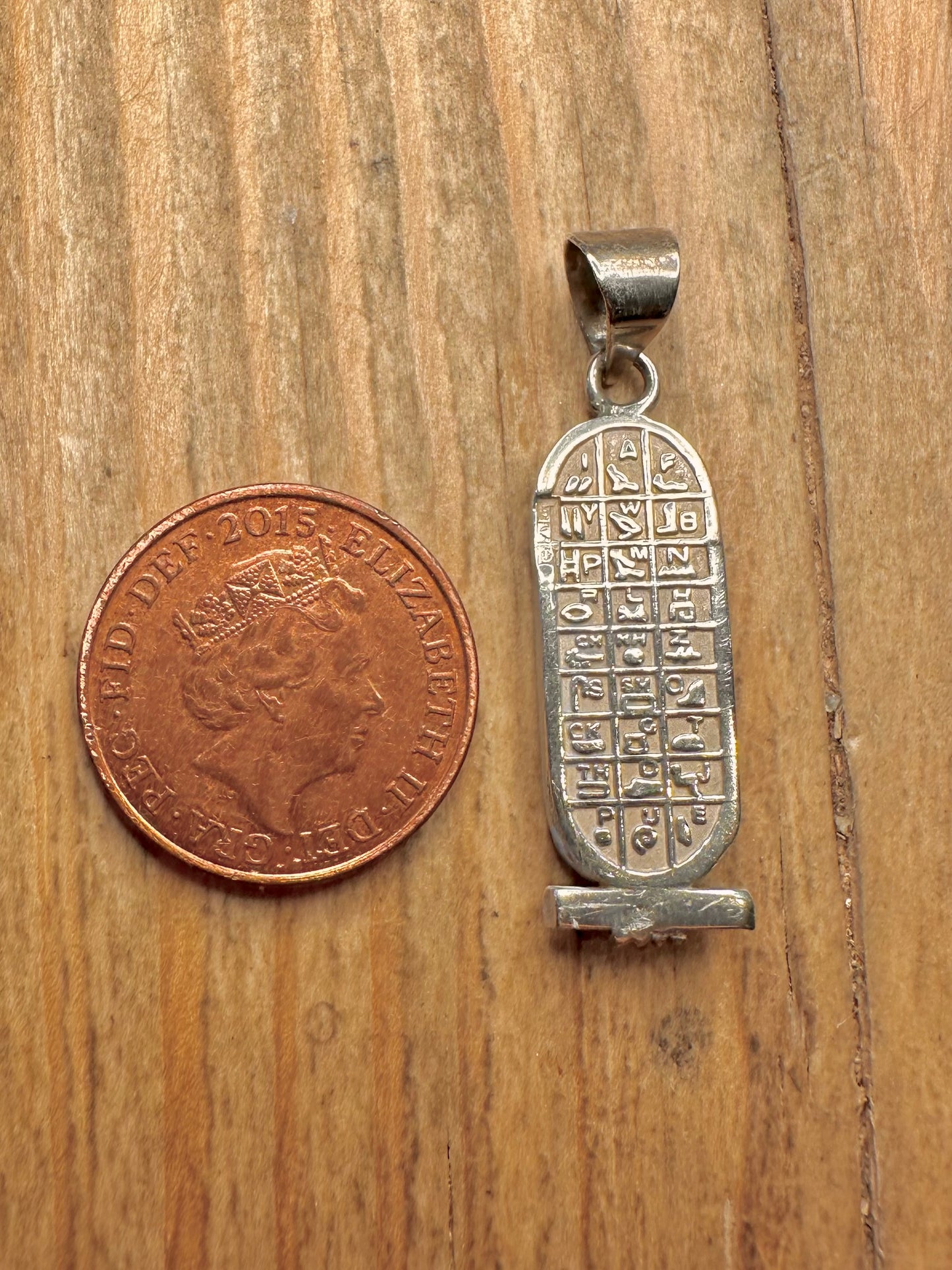 Vintage Egyptian Hieroglyphic 925 Sterling Silver Pendant