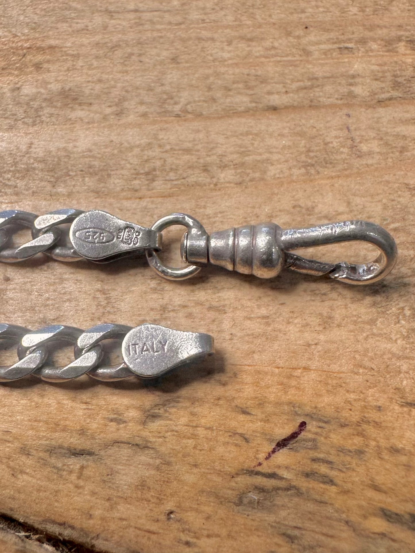 Vintage Curb Chain Italian Albert Clasp 925 Silver 20.5 inch Necklace