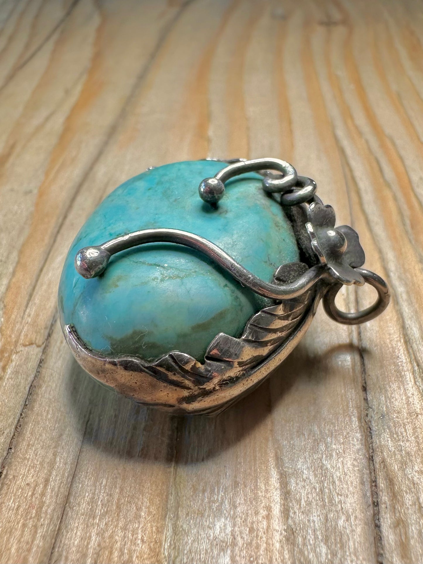 Vintage Roh-Türkis Navajo 925 Sterling Silber Anhänger