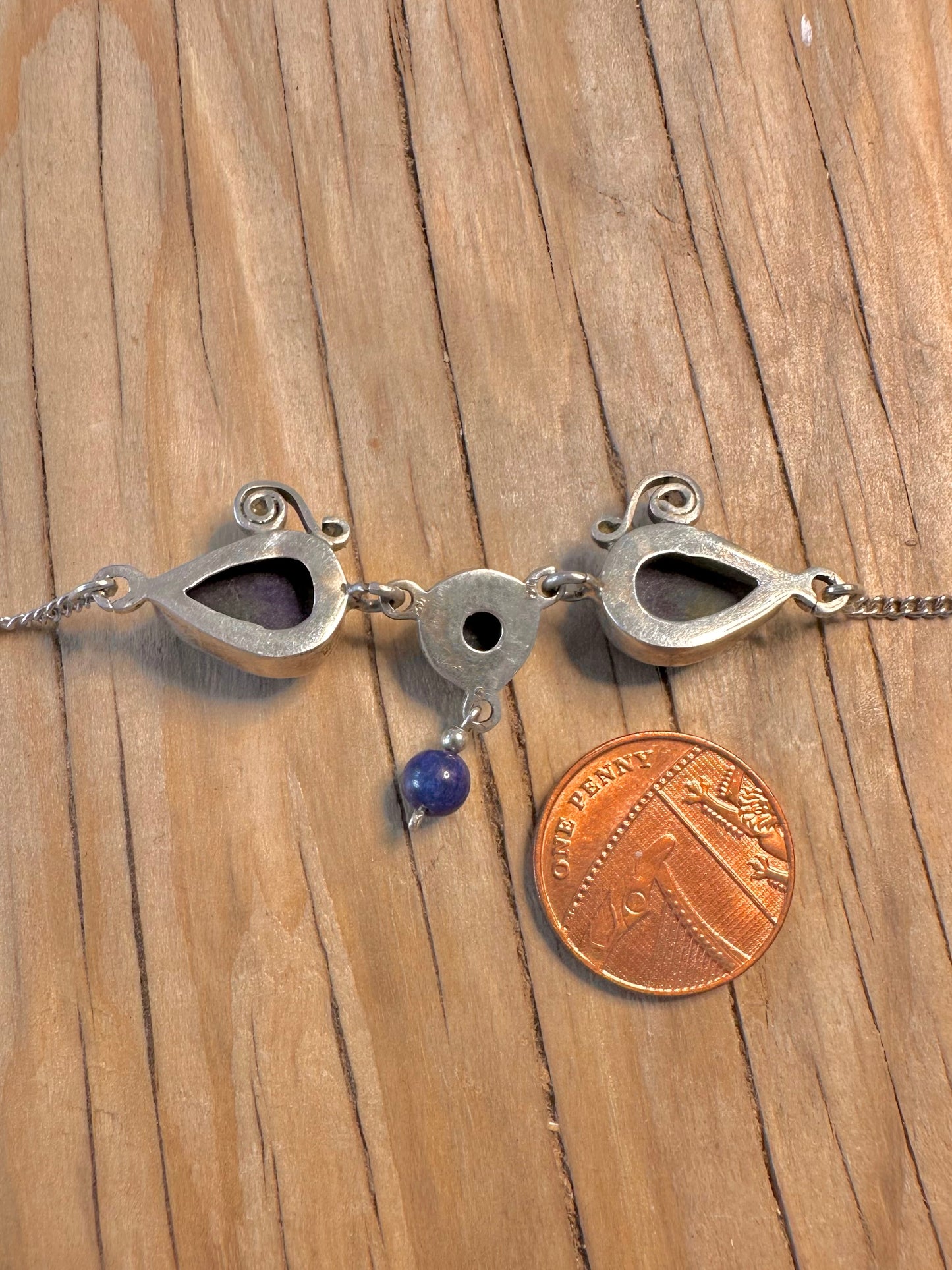 Vintage Lapis Boho 925 Silver 16 inch Necklace