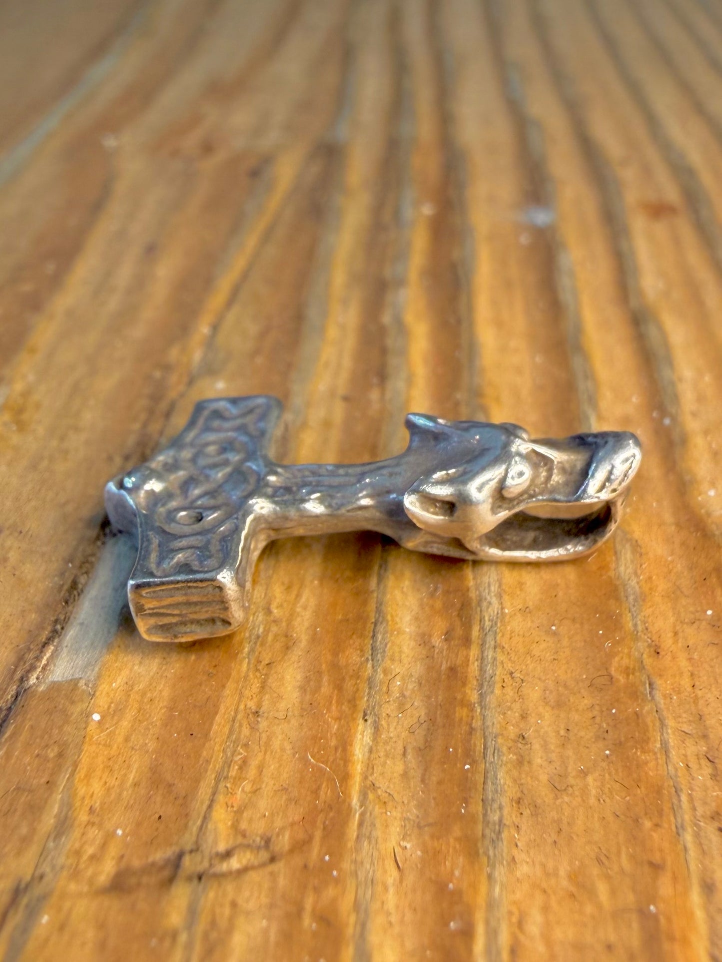 Viking Animal Head Thor Hammer 925 Sterling Silver Pendant