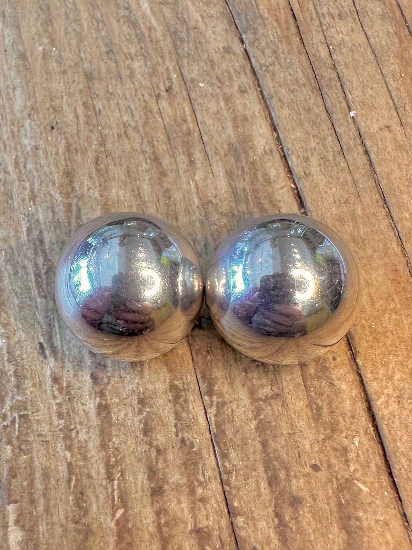 Large Dome Stud 925 Sterling Silver Earrings