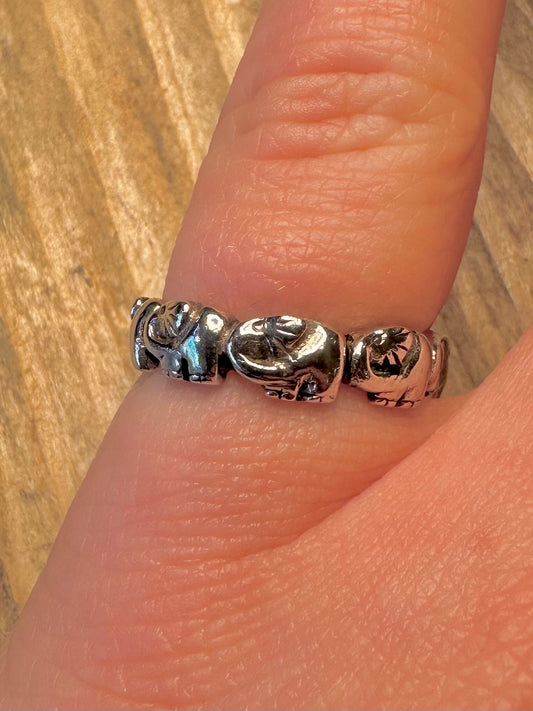 Vintage Elephant 925 Sterling Silver Size L Ring