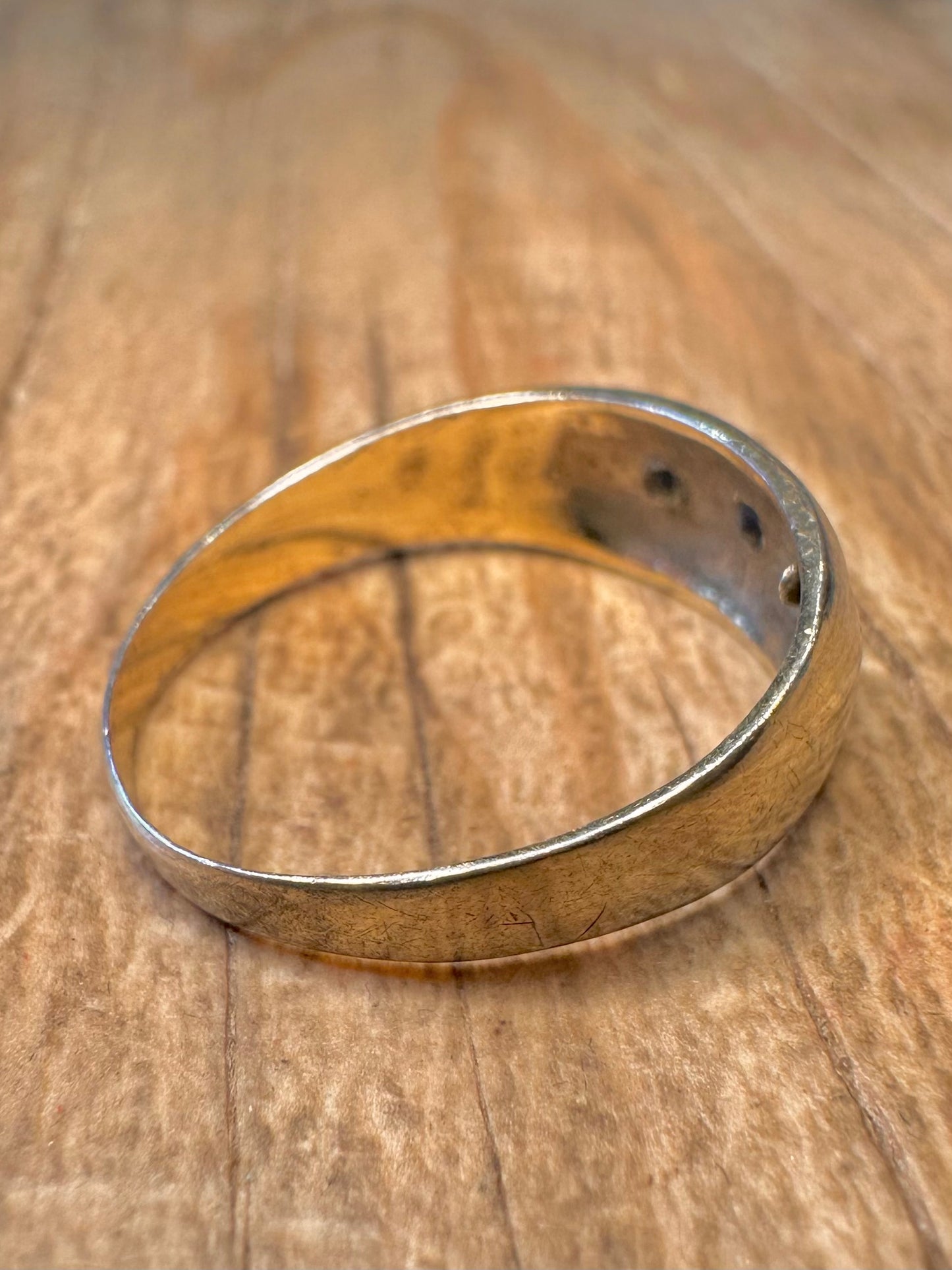 Vintage 1980 Gypsy Style Dark Blue Stone 925 Sterling Silver Size Q Ring