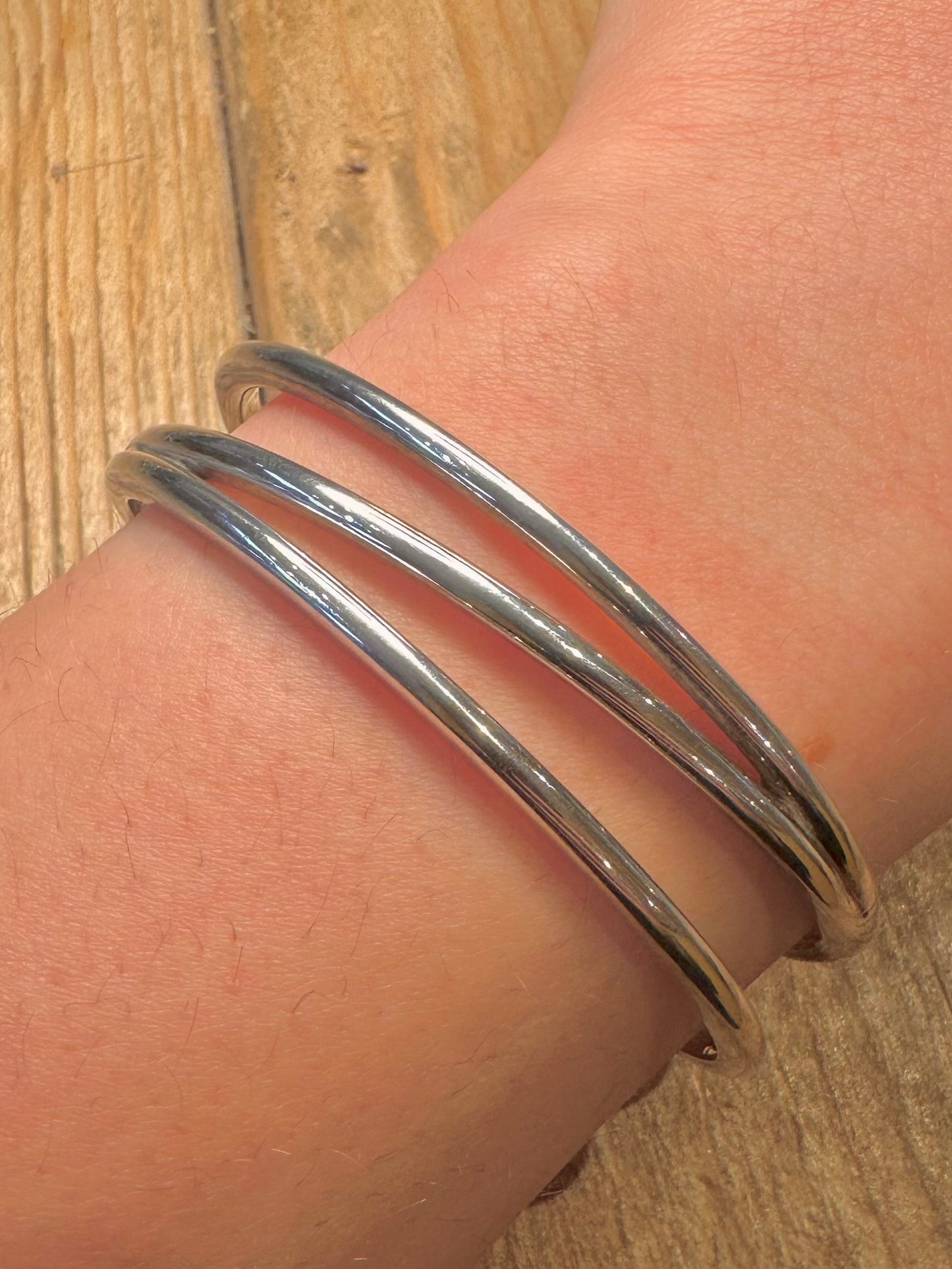 Modernist Tiffany & Co Style Zig Zag Cuff 925 Sterling Silver Bangle