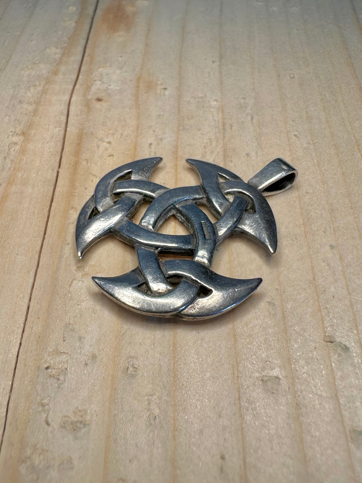 Large 1982 Celtic Triad Solid 925 Sterling Silver Pendant