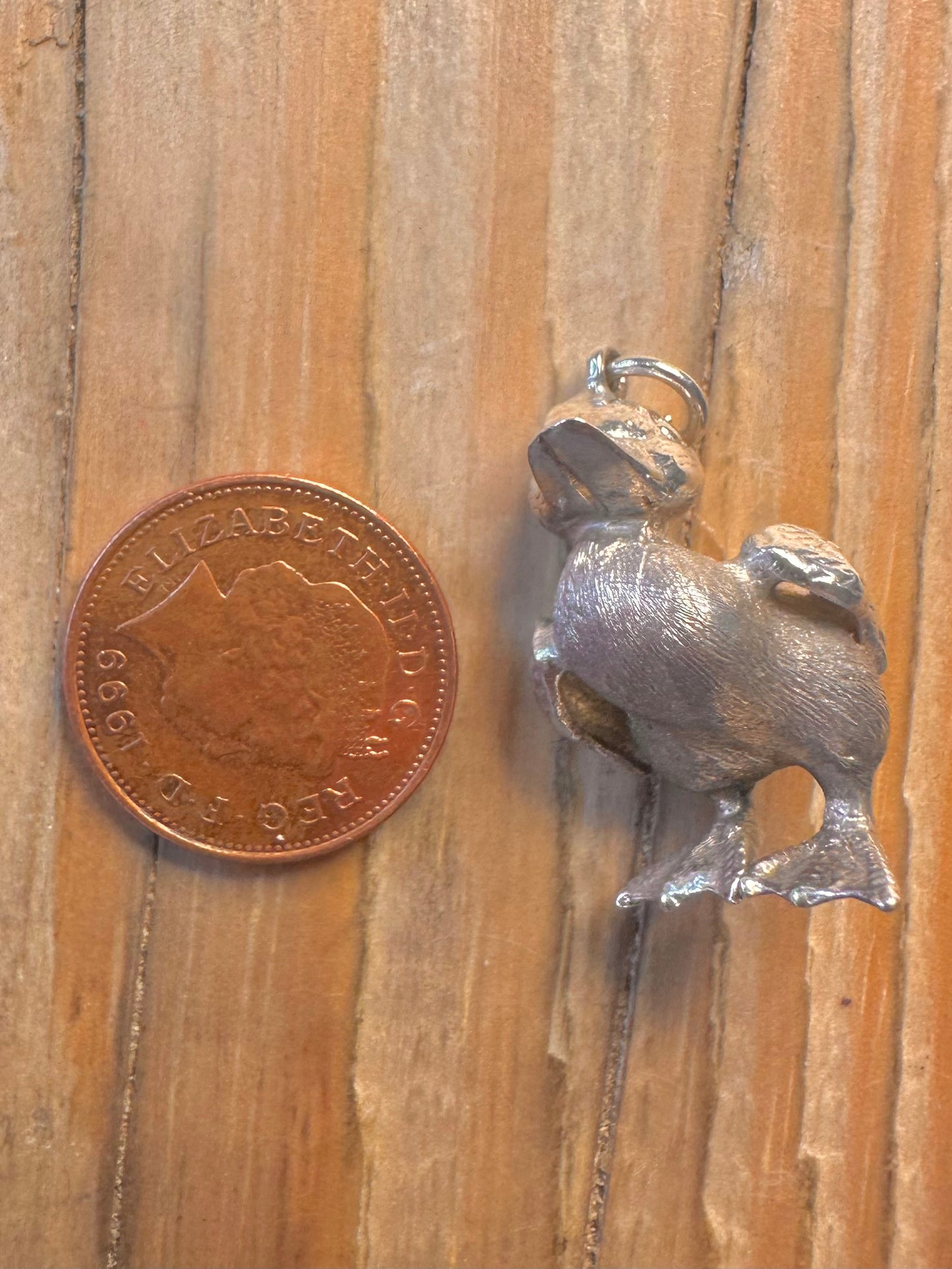 Vintage 1974 Solid Duck 925 Sterling Silver Maker FM Pendant