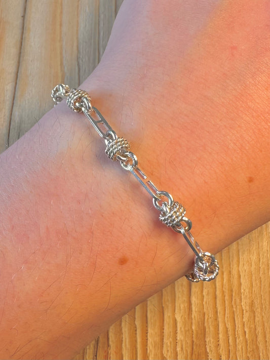 Abstract Italy Unique Chain 925 Sterling Silver 7 inch Bracelet