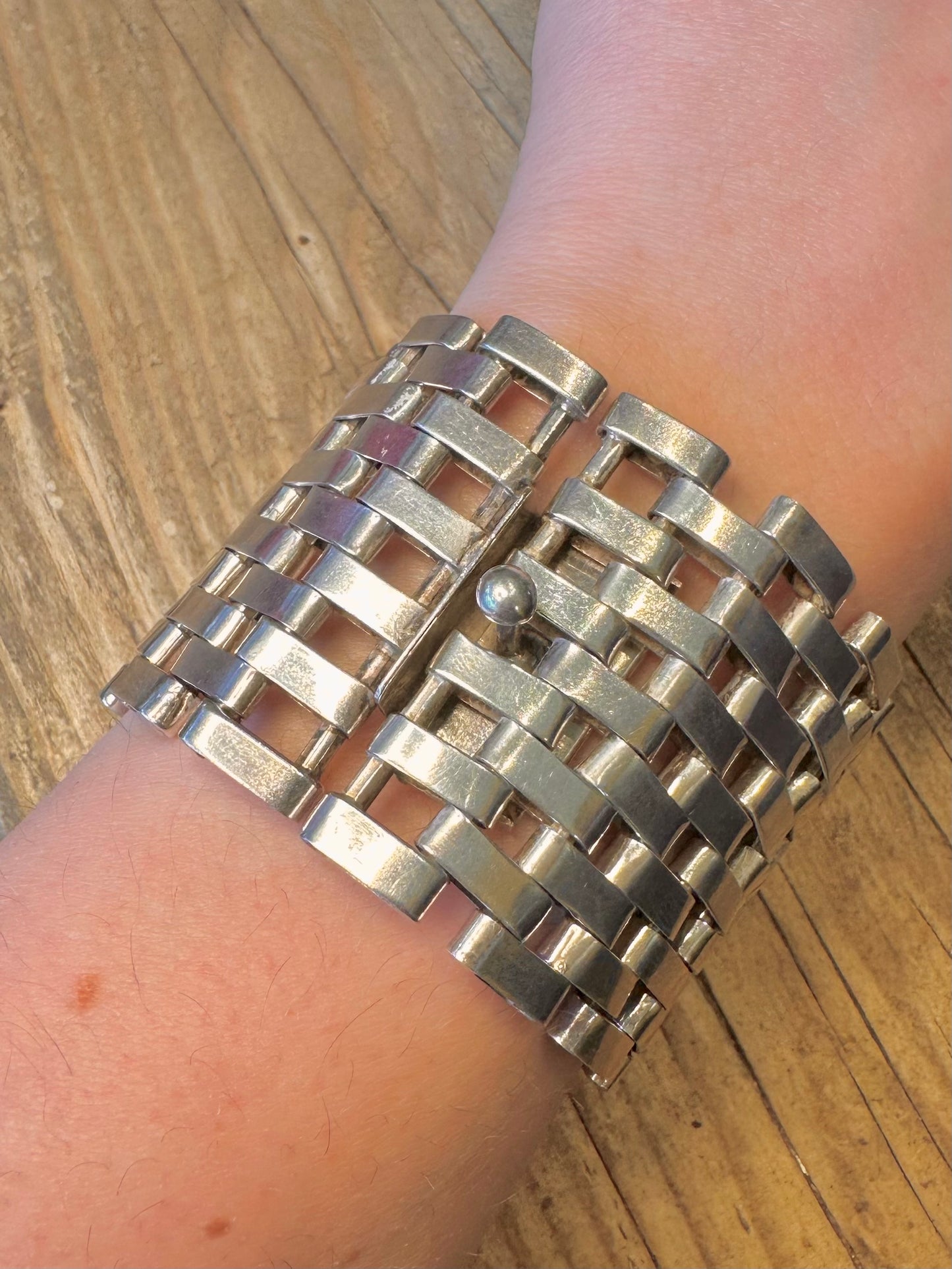 Chunky Wide Link Mexico TD-31 925 Sterling Silver 8.1 inch Bracelet