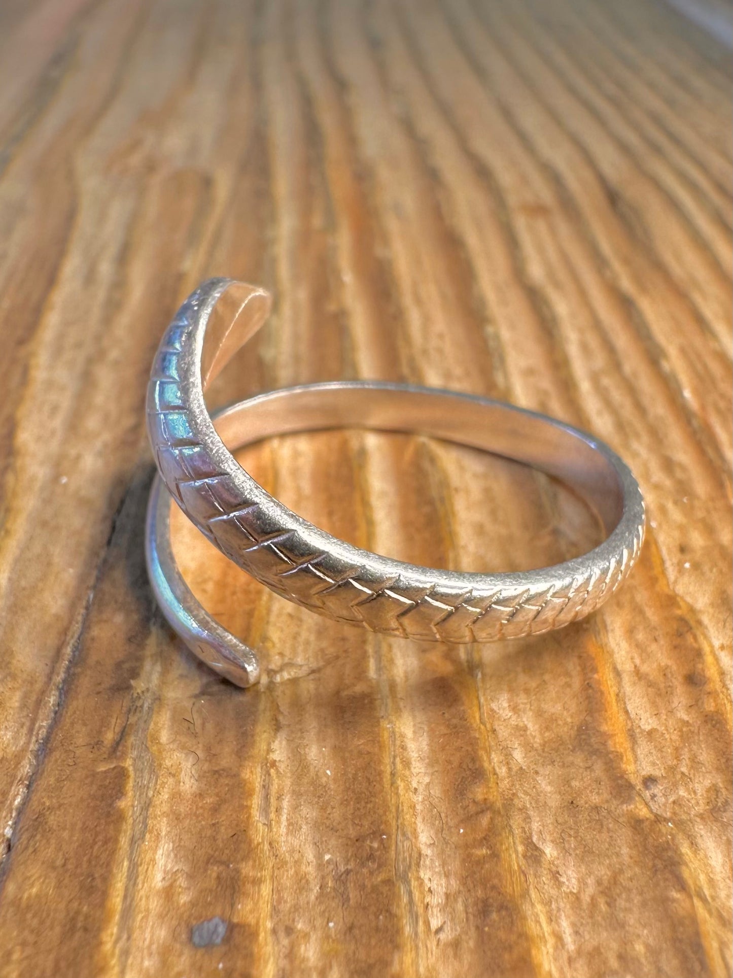 Snake Textured Wrapped 925 Sterling Silver Size S Ring