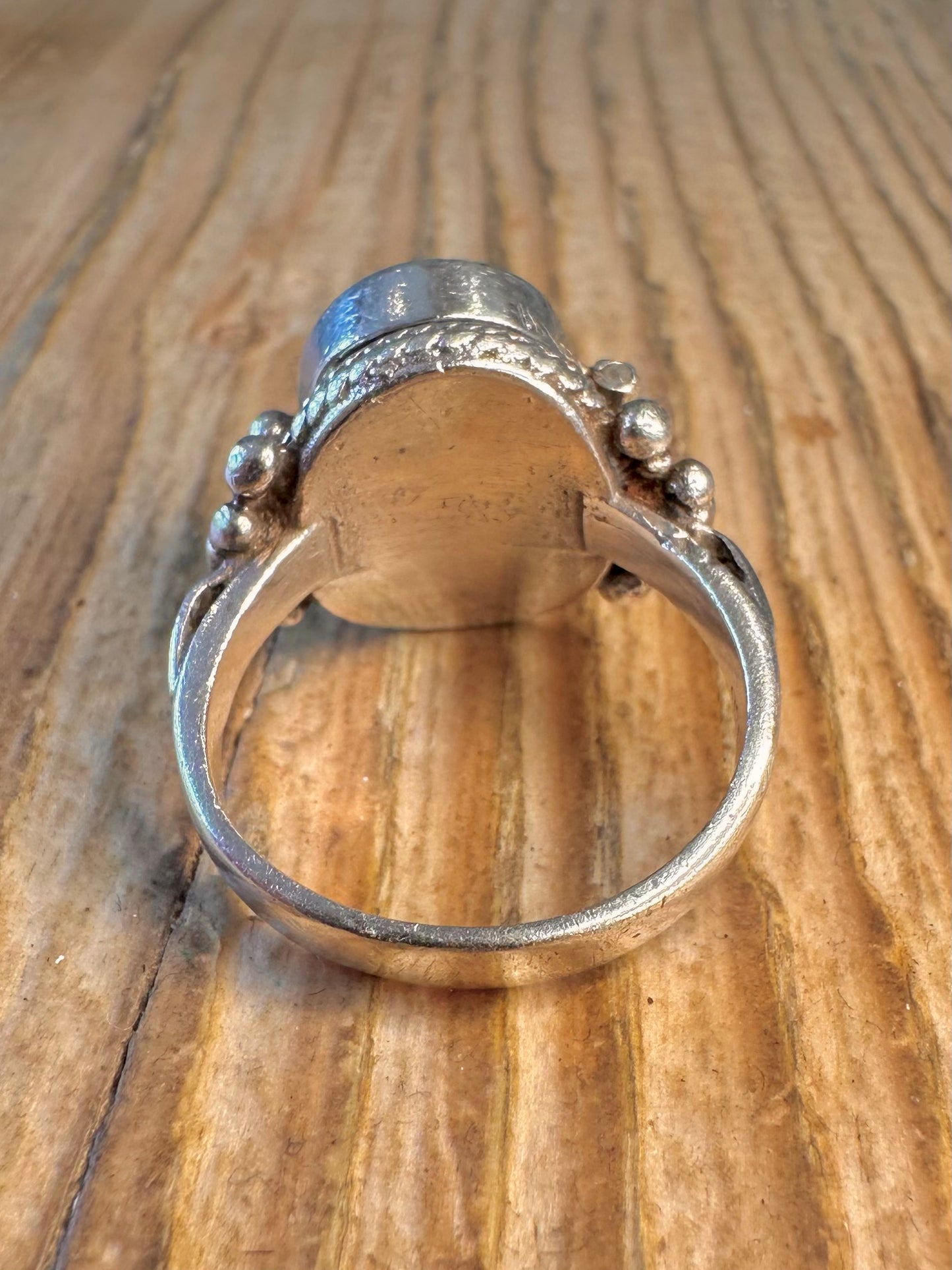 Dome Hinged Compartment Poison 925 Sterling Silver Size R Ring
