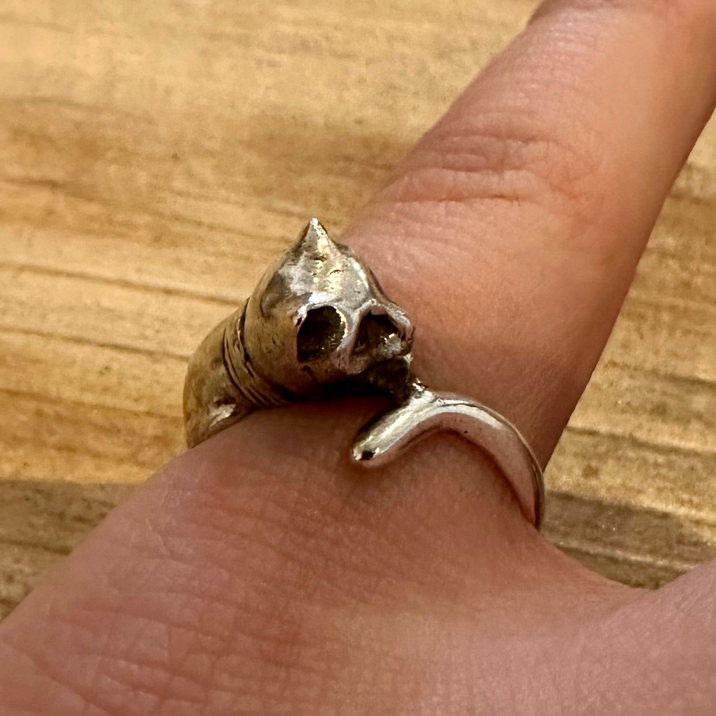 Vintage Cat 925 Silver Size N Ring