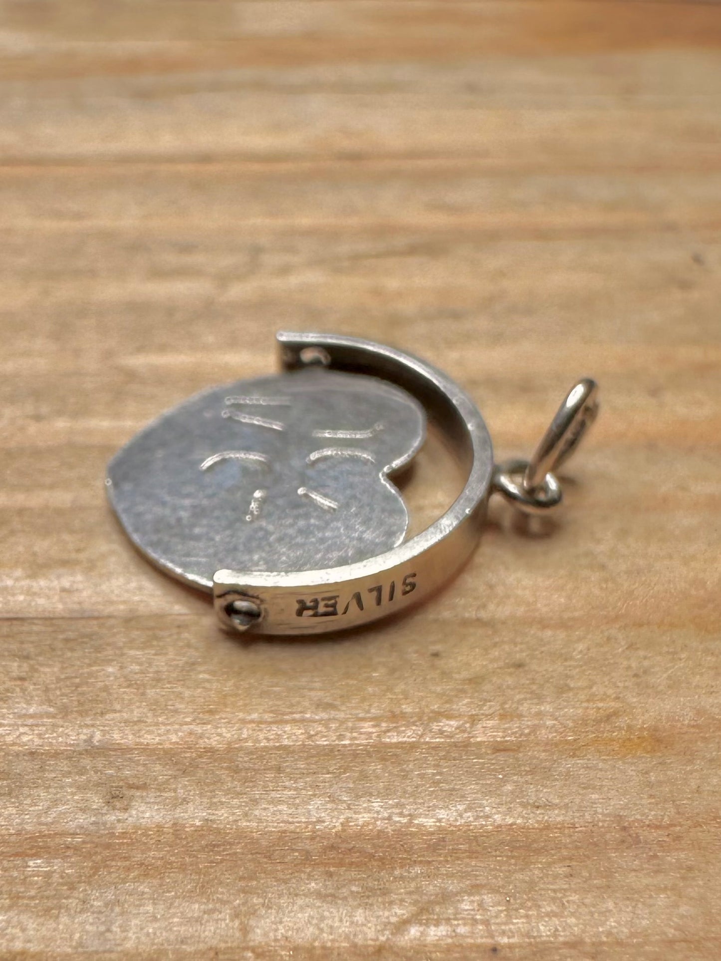Vintage Herz "Ich liebe dich" Drehanhänger aus 925er Sterlingsilber