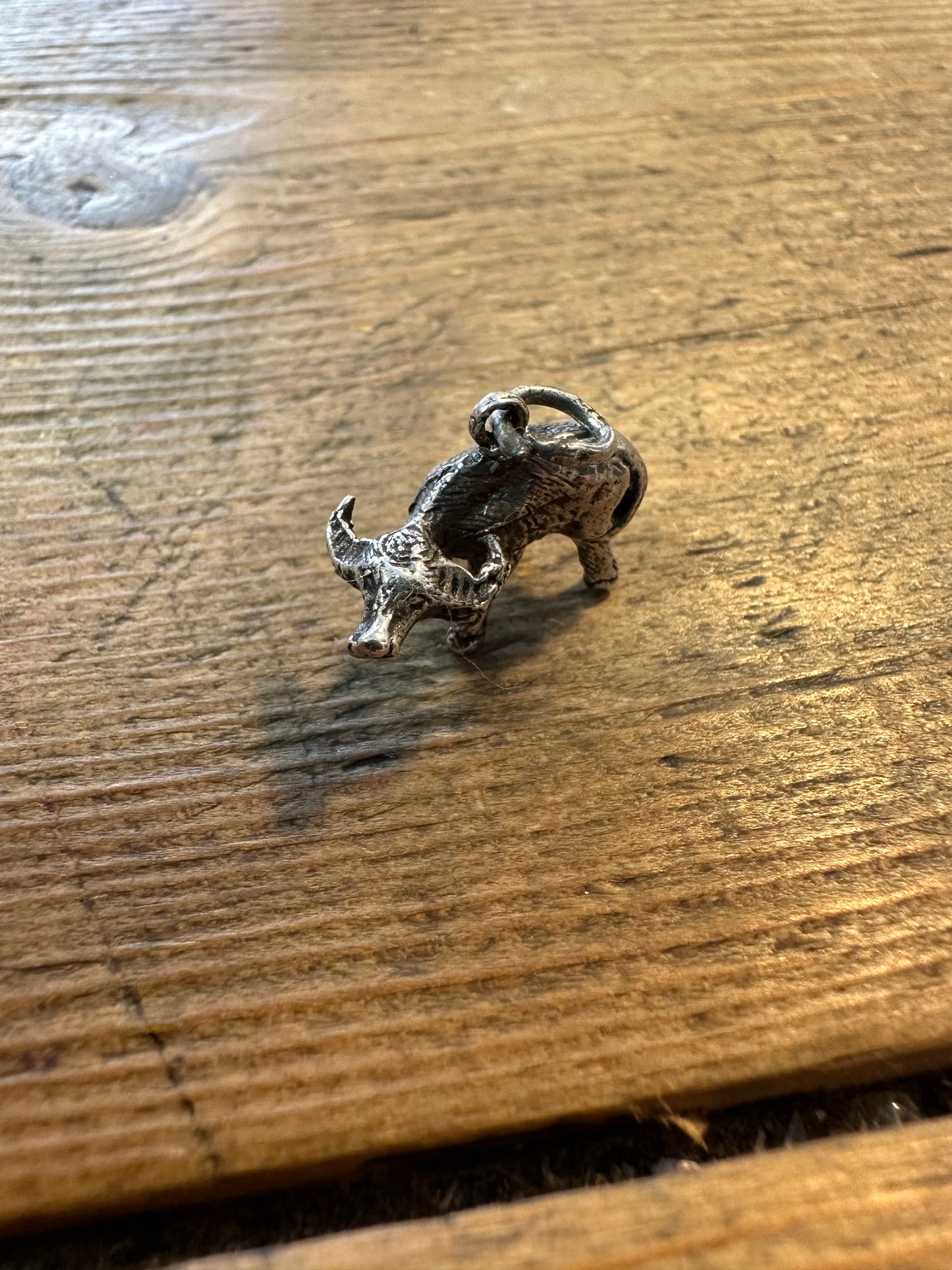 Vintage Bull 925 Silver Charm Pendant