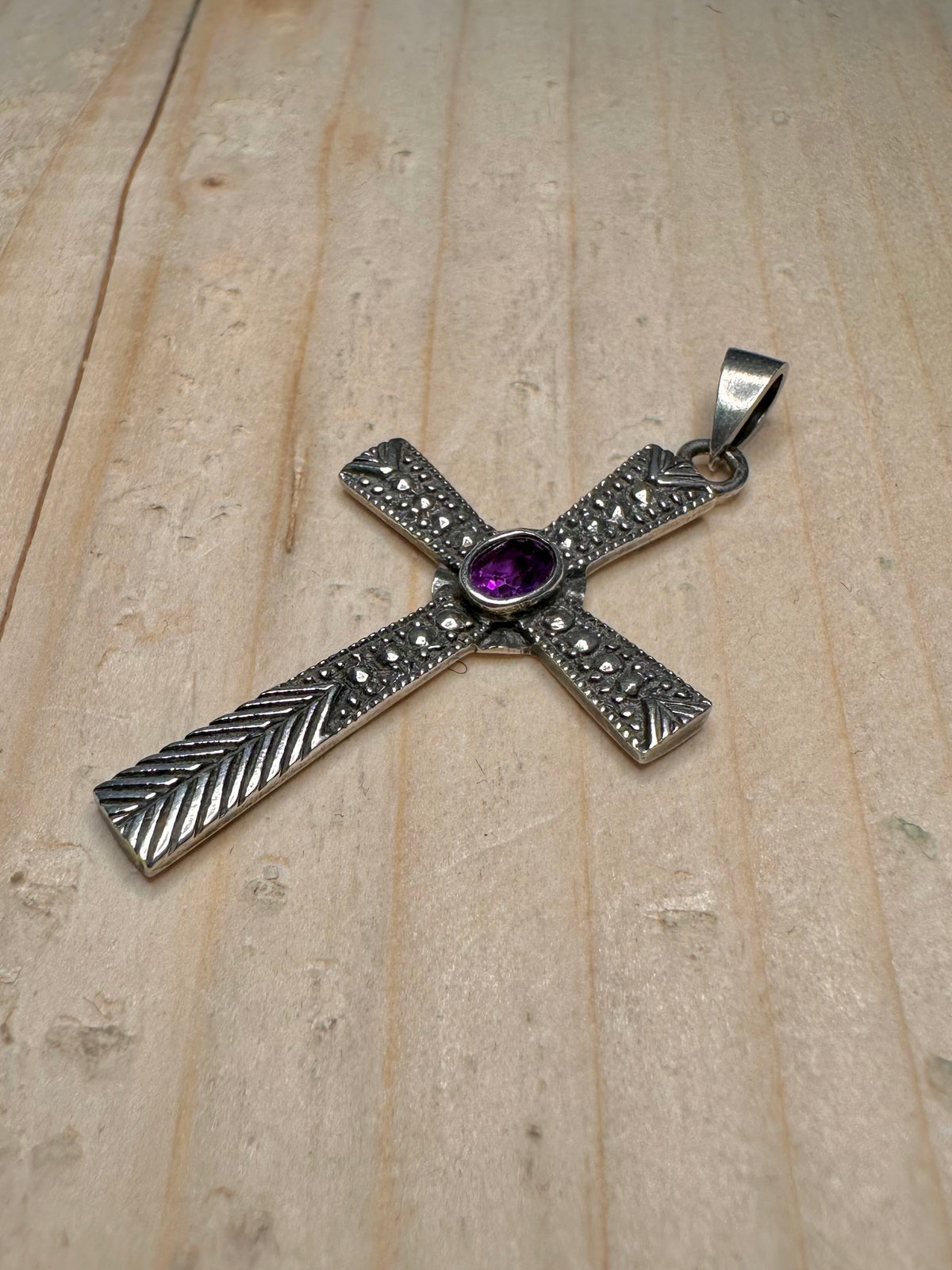 Amethyst Cross 925 Sterling Silver Pendant