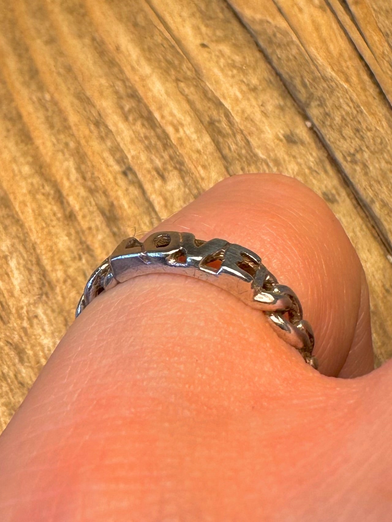 Love Chain Link Style 925 Sterling Silver Size L1/2 Ring