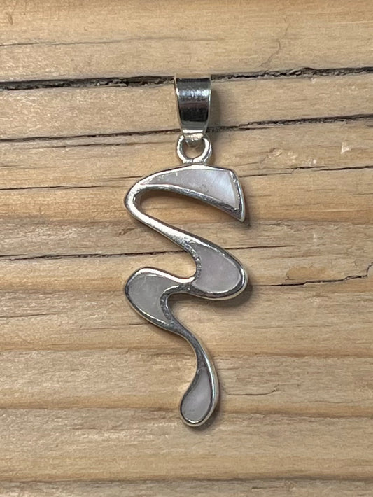 Mother of Pearl Abstract 925 Sterling Silver Pendant